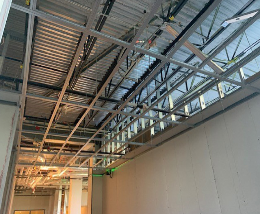 inside view of ceiling steel beams